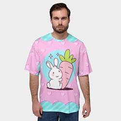 Футболка оверсайз мужская Милый зайчик с морковкой, цвет: 3D-принт — фото 2