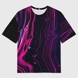 Футболка оверсайз мужская Фиолетовые линии песка во тьме, цвет: 3D-принт