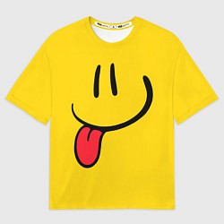 Футболка оверсайз мужская Весёлый смайлик дразнится, цвет: 3D-принт