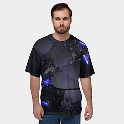 Футболка оверсайз мужская Неоновые плиты, взрыв, цвет: 3D-принт — фото 2