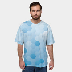 Футболка оверсайз мужская Светло-синяя текстура-паттерн, цвет: 3D-принт — фото 2