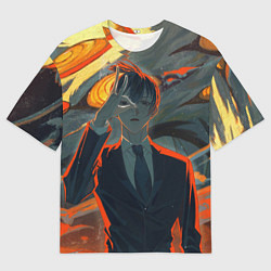 Футболка оверсайз мужская Человек бензопила: Аки, цвет: 3D-принт