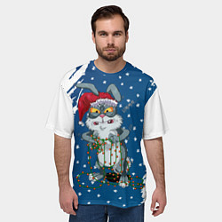 Футболка оверсайз мужская Кролик и гирлянда - 2023, цвет: 3D-принт — фото 2