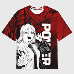 Футболка оверсайз мужская Пауэр : Человек-бензопила, цвет: 3D-принт