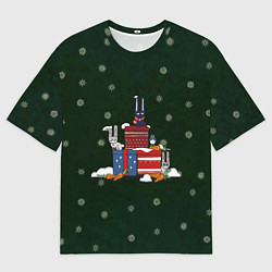 Футболка оверсайз мужская Зайцы на подарках, цвет: 3D-принт