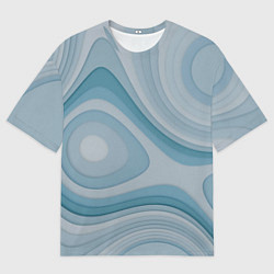 Мужская футболка оверсайз Волнообразные синие текстуры