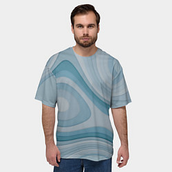 Футболка оверсайз мужская Волнообразные синие текстуры, цвет: 3D-принт — фото 2