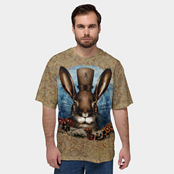 Футболка оверсайз мужская Ретро кролик, цвет: 3D-принт — фото 2