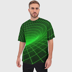 Футболка оверсайз мужская Зелёная неоновая чёрная дыра, цвет: 3D-принт — фото 2