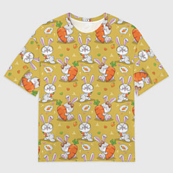 Мужская футболка оверсайз Милый кролик с морковкой
