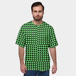 Футболка оверсайз мужская Чёрно-зелёная оптическая иллюзия, цвет: 3D-принт — фото 2
