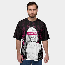 Футболка оверсайз мужская Пауэр Человек бензопила, цвет: 3D-принт — фото 2