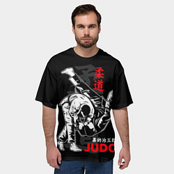 Футболка оверсайз мужская Бросок дзюдо на черном фоне, цвет: 3D-принт — фото 2