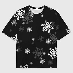 Мужская футболка оверсайз Новогодние снежинки