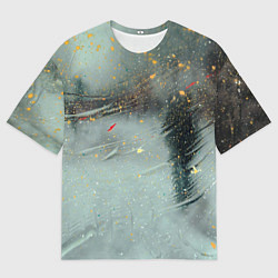 Мужская футболка оверсайз Абстрактная зима и краски