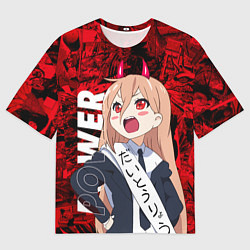 Футболка оверсайз мужская Человек бензопила Пауэр манга, цвет: 3D-принт