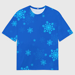 Футболка оверсайз мужская Снежинки - синий, цвет: 3D-принт
