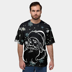 Футболка оверсайз мужская Дед Мороз и снежинки, цвет: 3D-принт — фото 2