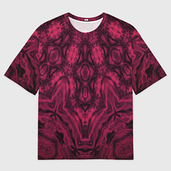 Футболка оверсайз мужская Черно красный абстрактный орнамент, цвет: 3D-принт