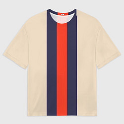 Футболка оверсайз мужская Полосы триколор синий красный, цвет: 3D-принт