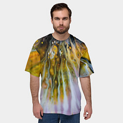 Футболка оверсайз мужская Красочные абстрактные волны и линии, цвет: 3D-принт — фото 2