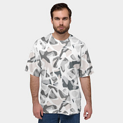 Футболка оверсайз мужская Абстрактный пятнистый узор Камуфляж зимний, цвет: 3D-принт — фото 2