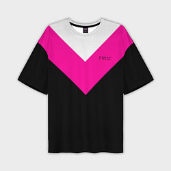 Мужская футболка оверсайз FIRM черный с розовой вставкой
