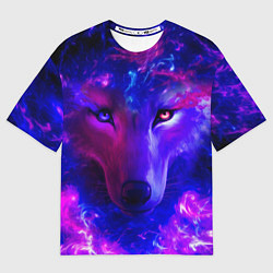 Мужская футболка оверсайз Волшебный звездный волк