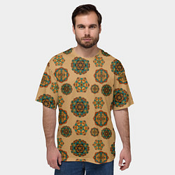 Футболка оверсайз мужская Мандалы на бежевом фоне, цвет: 3D-принт — фото 2