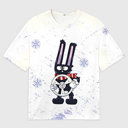 Футболка оверсайз мужская Черный кролик c рулём, цвет: 3D-принт