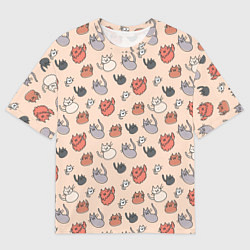 Мужская футболка оверсайз Коты рисованные