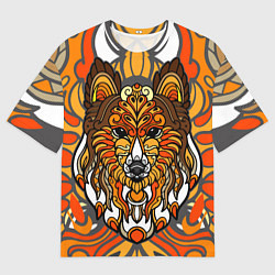 Футболка оверсайз мужская Узорчатая лиса, цвет: 3D-принт