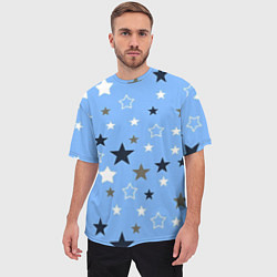 Футболка оверсайз мужская Звёзды на голубом фоне, цвет: 3D-принт — фото 2