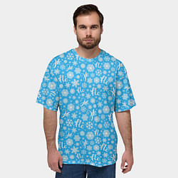 Футболка оверсайз мужская Снежинки ho-ho, цвет: 3D-принт — фото 2