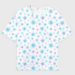 Футболка оверсайз мужская Разноцветные звезды на белом фоне, цвет: 3D-принт