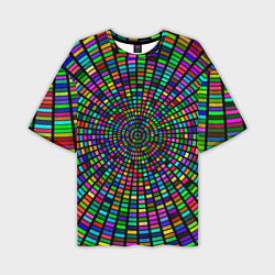 Мужская футболка оверсайз Цветная спираль - оптическая иллюзия