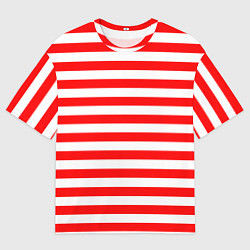 Футболка оверсайз мужская Красный полосатый новогодний леденец, цвет: 3D-принт