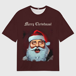 Футболка оверсайз мужская Светящийся Санта Клаус, цвет: 3D-принт