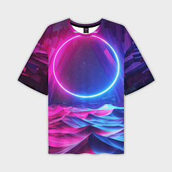Мужская футболка оверсайз Круг и разноцветные кристаллы - vaporwave