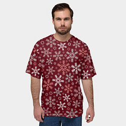Футболка оверсайз мужская Новогодний узор из снежинок, цвет: 3D-принт — фото 2