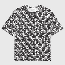 Мужская футболка оверсайз Рука с жестом рок в пламени