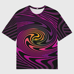 Футболка оверсайз мужская Бордово черный абстрактный узор спираль, цвет: 3D-принт