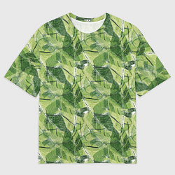 Футболка оверсайз мужская Милитари листья крупные, цвет: 3D-принт