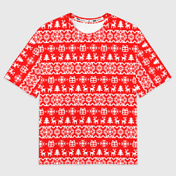 Футболка оверсайз мужская New Years winter pattern, цвет: 3D-принт
