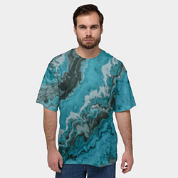Футболка оверсайз мужская Тёмно-синие разливающиеся краски, цвет: 3D-принт — фото 2