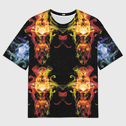 Мужская футболка оверсайз Жёлто-красные узоры