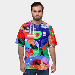 Футболка оверсайз мужская Птички, снежинки и заячьи ушки, цвет: 3D-принт — фото 2