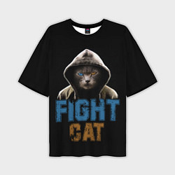 Мужская футболка оверсайз Бойцовский клуб : бойцовский кот