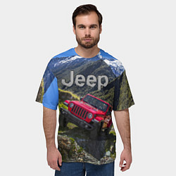 Футболка оверсайз мужская Chrysler Jeep Wrangler Rubicon - горы, цвет: 3D-принт — фото 2