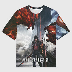 Мужская футболка оверсайз Клайв и Феникс Final fantasy 16